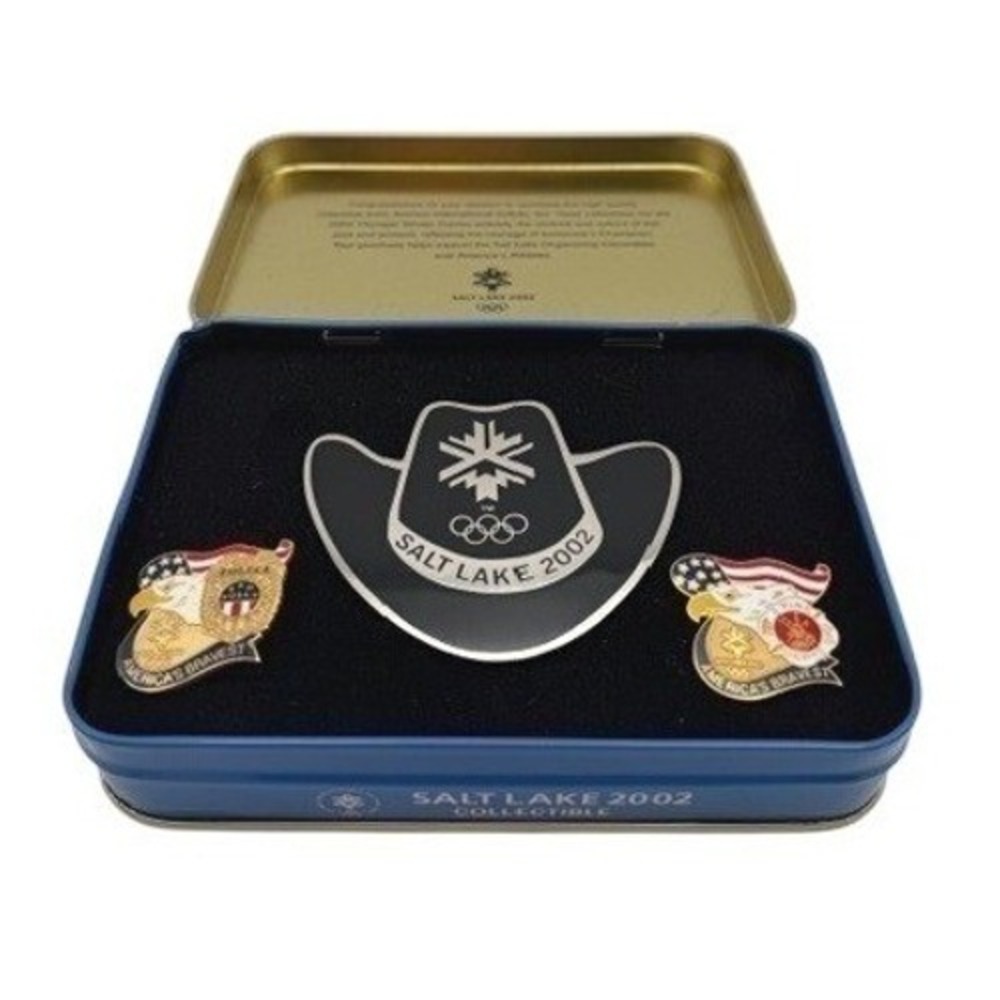Salt Lake 2002 Olympics Aminco Pin Set Police Fire First Responder Tin
